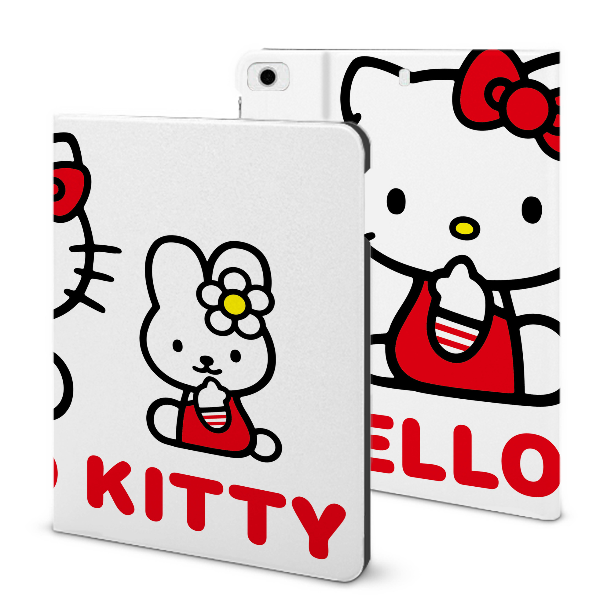 （画像用） Hello Kitty ハローキティ IPad ケース ブック型 PUレザー TPU 耐衝撃 軽量 薄型 ペン収納なし 全面保護 IPad 各モデル対応